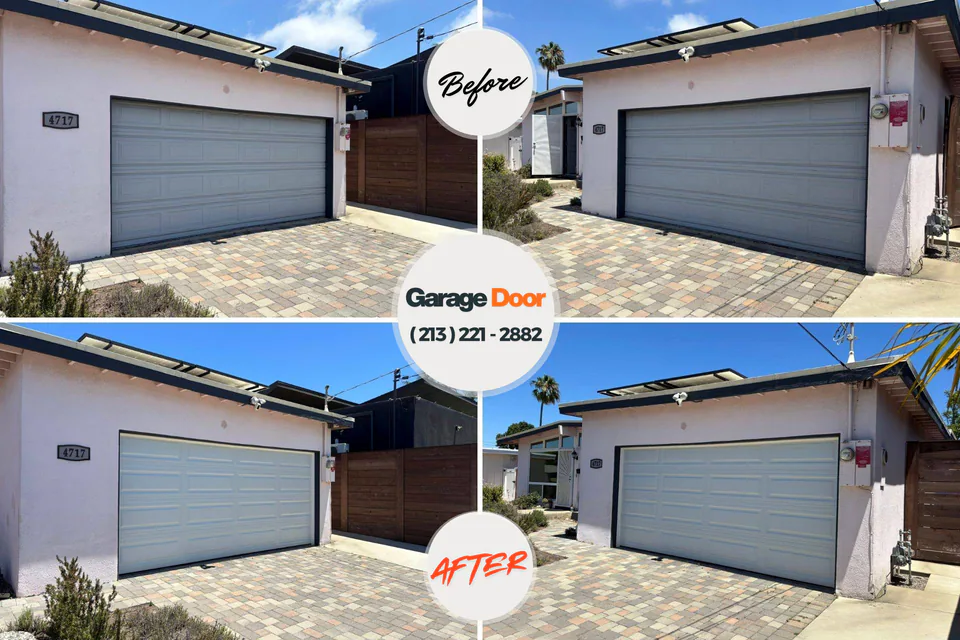Before and after: garage door repair Urbandale, IA